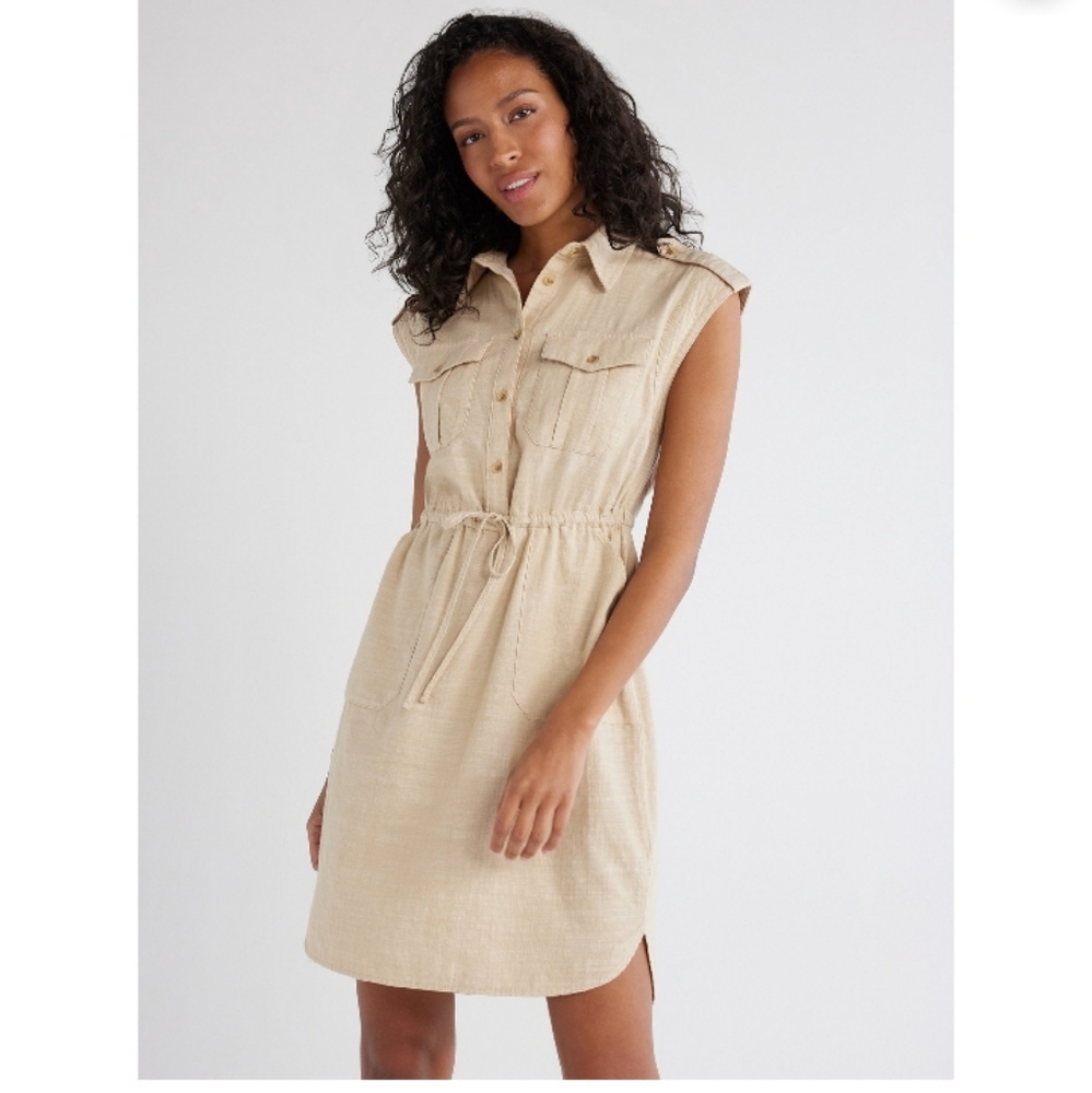 Time And Tru Khaki Utility Dress Sz XL 16 18